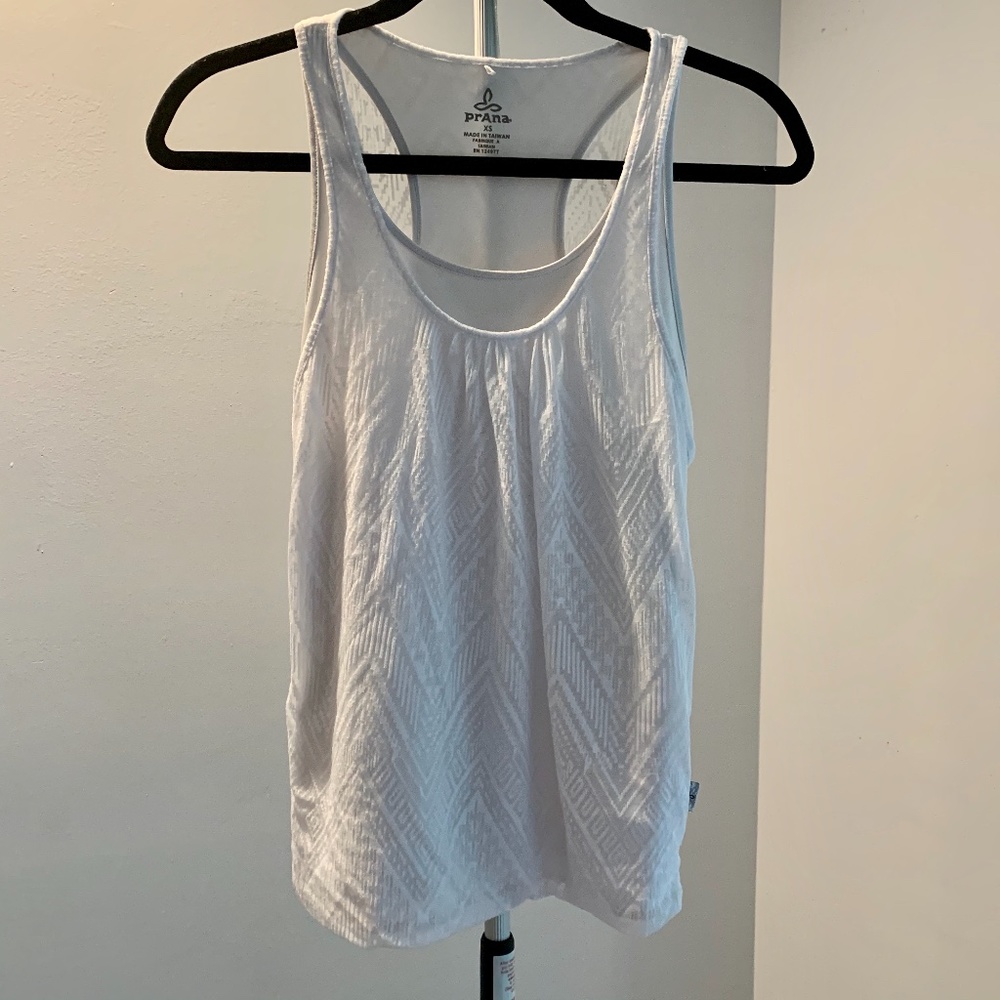 PrAna Mika White Burnout Double Layer Tank Sz XS